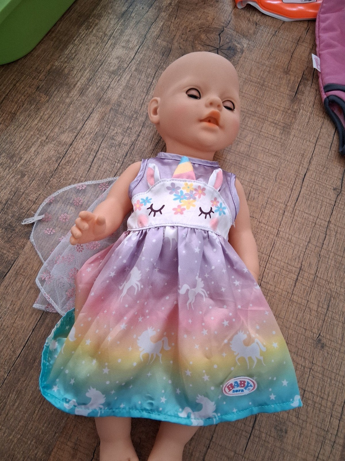 Baby Born pop met eenhoornjurk en slaapzak, Ophalen, Zo goed als nieuw, Babypop