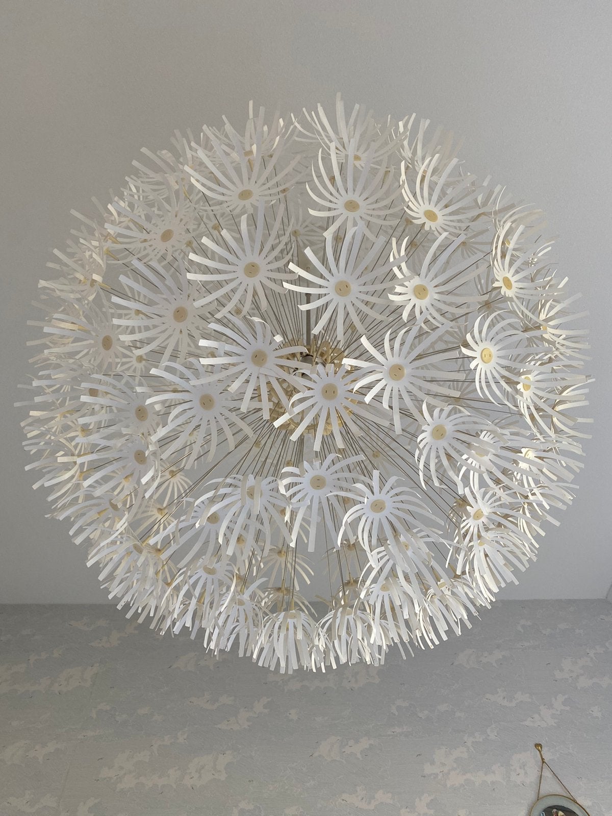 Leuke vintage Ikea Maskros plafondlamp, Kunststof, Hanglamp, Zo goed als nieuw, Wit