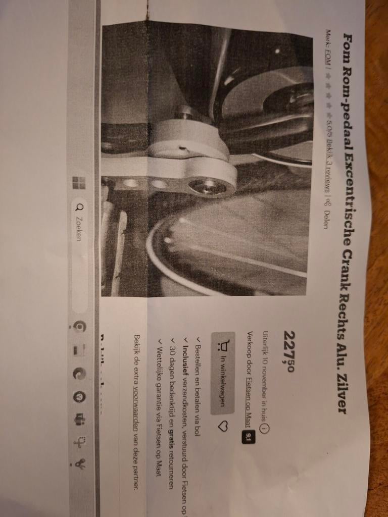 Fom Rom-pedaal Excentrische Crank Rechts Alu. Zilver, Ophalen of Verzenden