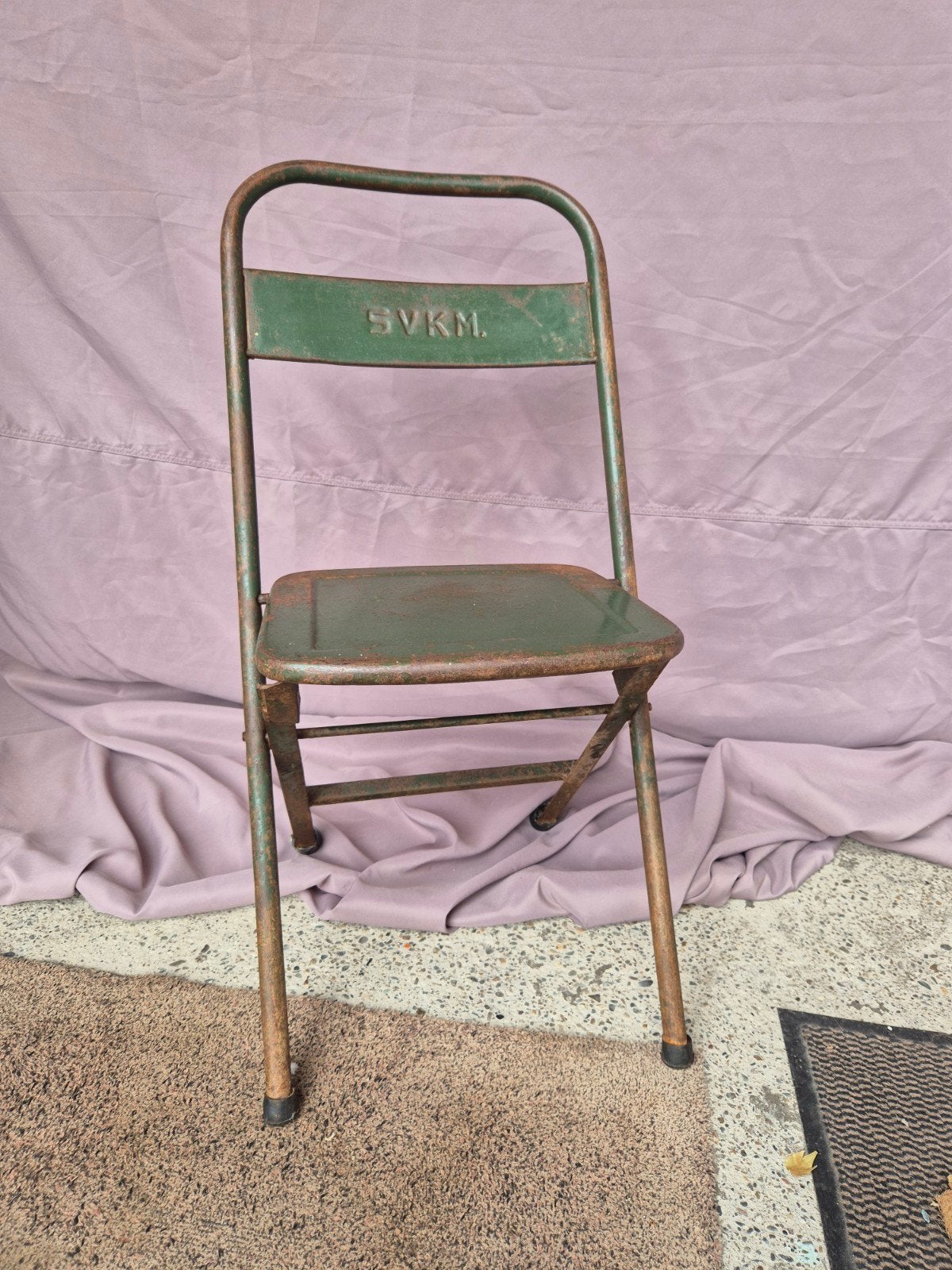 Vintage Stalen Klapstoel SVKM Jaren '50 - Industrieel Groen, Ophalen of Verzenden