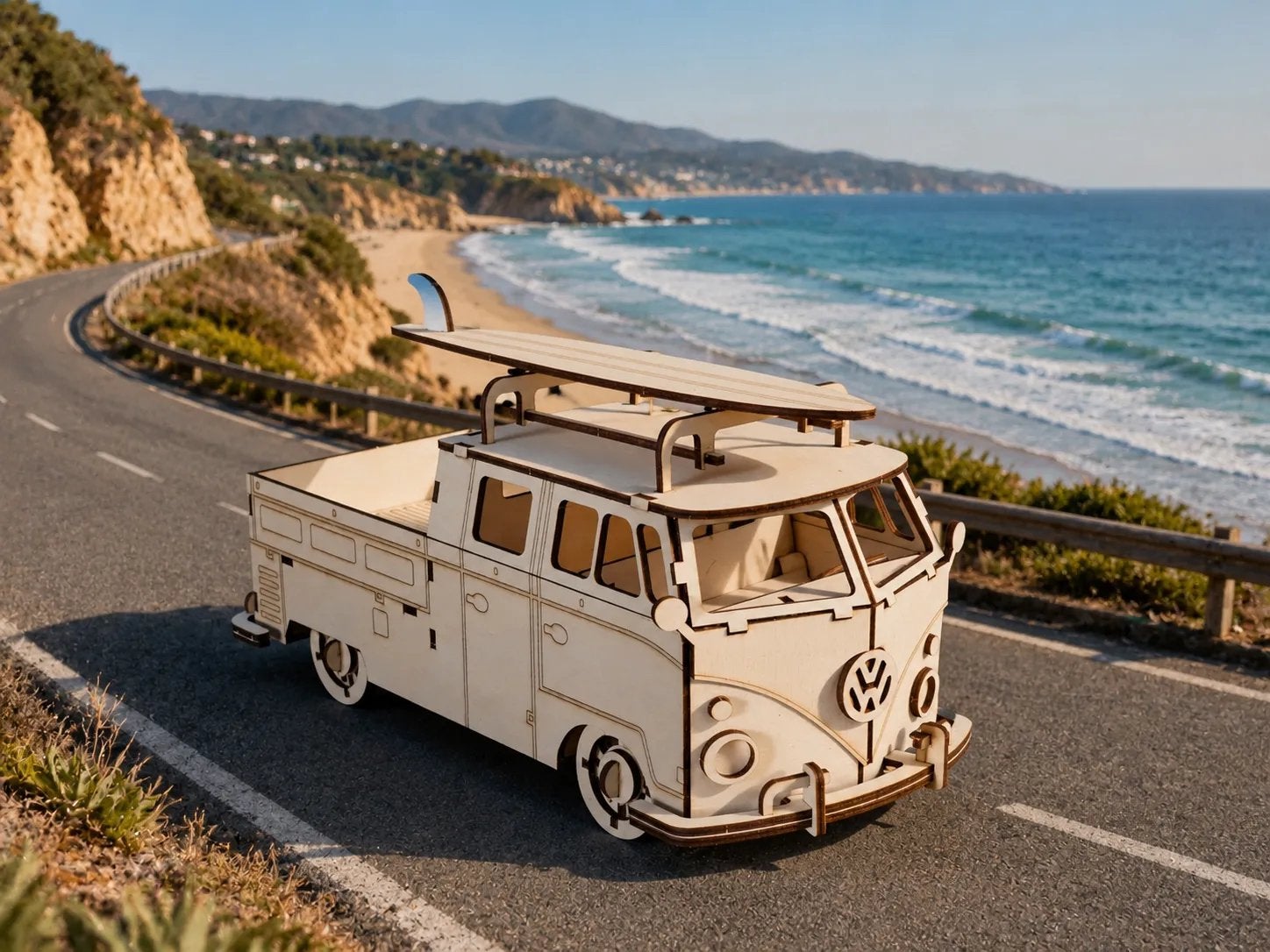 Bouwpakket VW bus pickup met surfplank, Overige merken, Auto, Groter dan 1:32, Nieuw