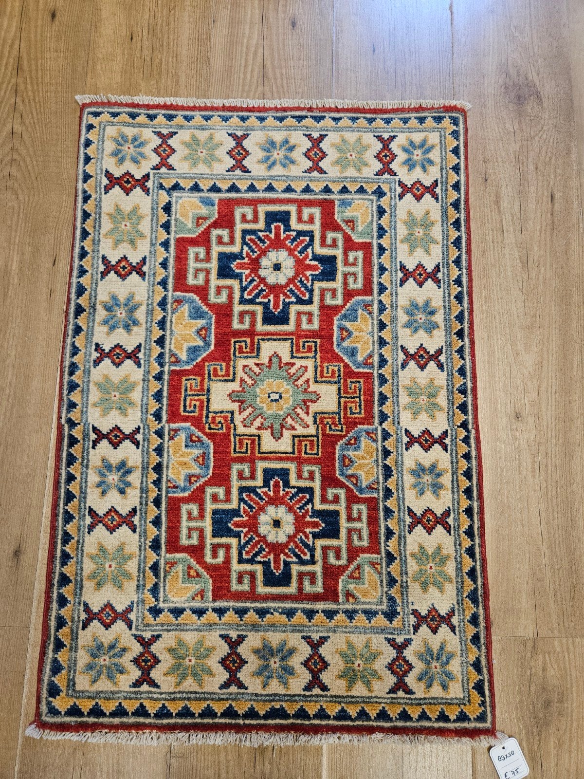 Handgeknoopt oosters tapijt kazak 86x59