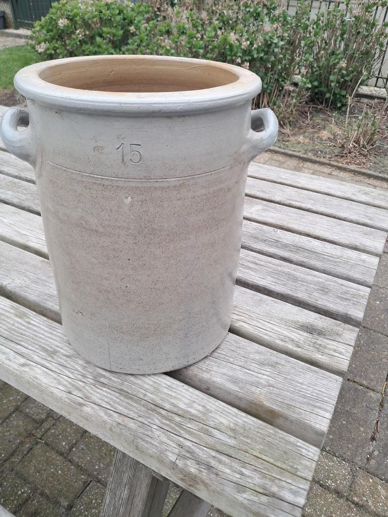 Oude aardewerk zuurkool pot - 15 liter, Antiek en Kunst, Ophalen