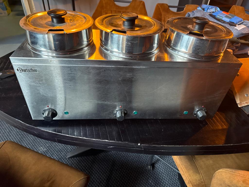 Bartscher Bain-Marie met 3 potten, Ophalen of Verzenden, Zo goed als nieuw, Pot, Bus of Blik