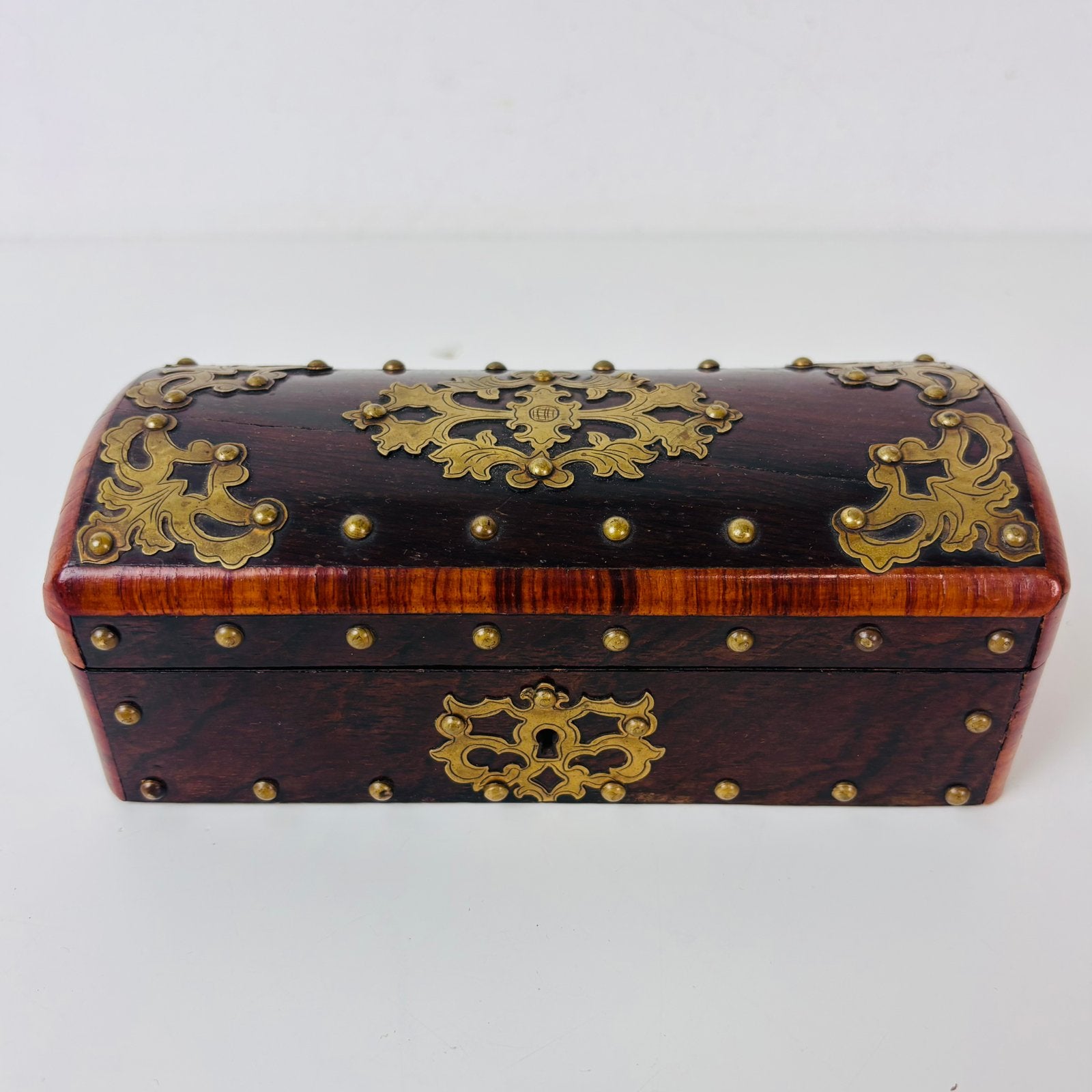 Antieke Chinese hardhouten juwelenkist met messing – 1900, Hout, Handgemaakt, Doos, Ophalen of Verzenden