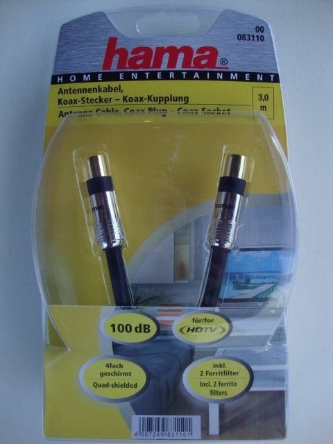 Antennekabel hama 00083110 antenne kabel hd led tv 3m, Audio, Tv en Foto, Audiokabels en Televisiekabels, Ophalen of Verzenden