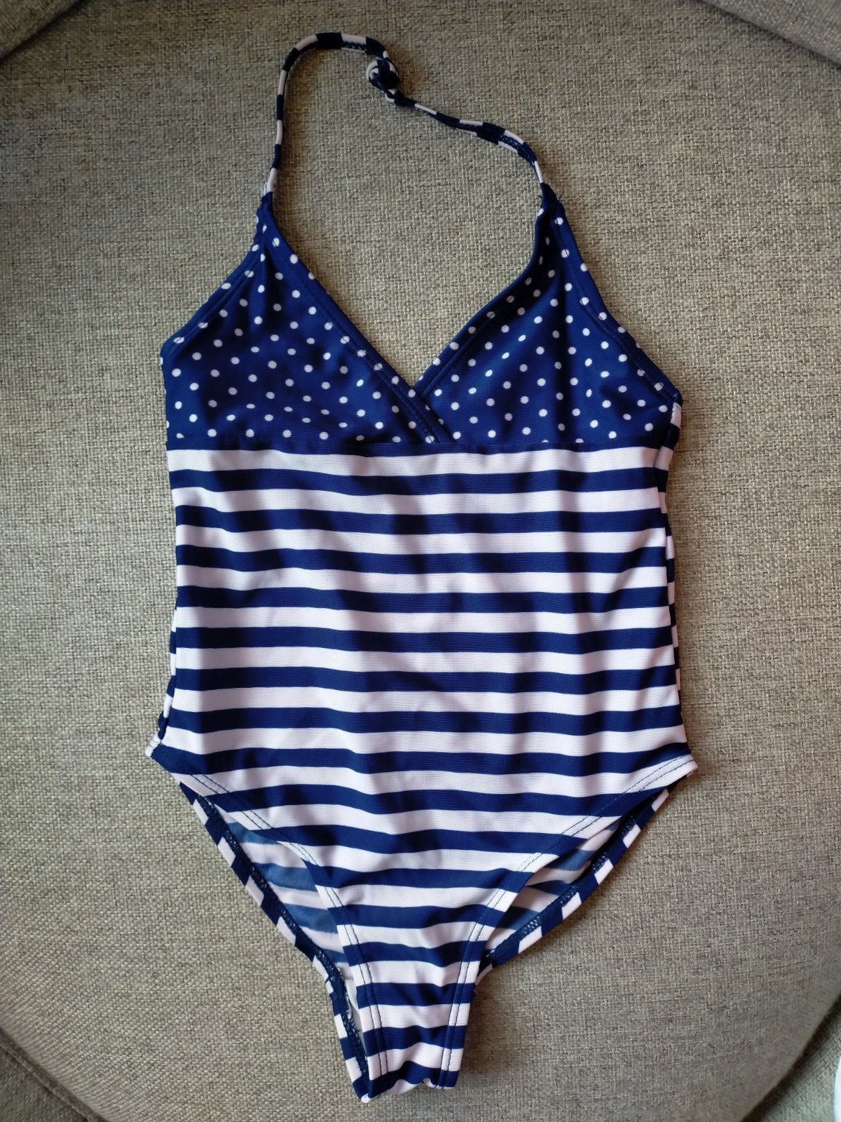 Izgs! Mooi gestreept halter zwempak. Mt 98/104, Gebruikt, Maat 98, Meisje, Badpak
