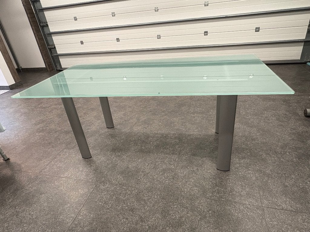Glazen eetkamer tafel, Huis en Inrichting, Tafels | Eettafels, Ophalen, 50 tot 100 cm, Zo goed als nieuw, Glas