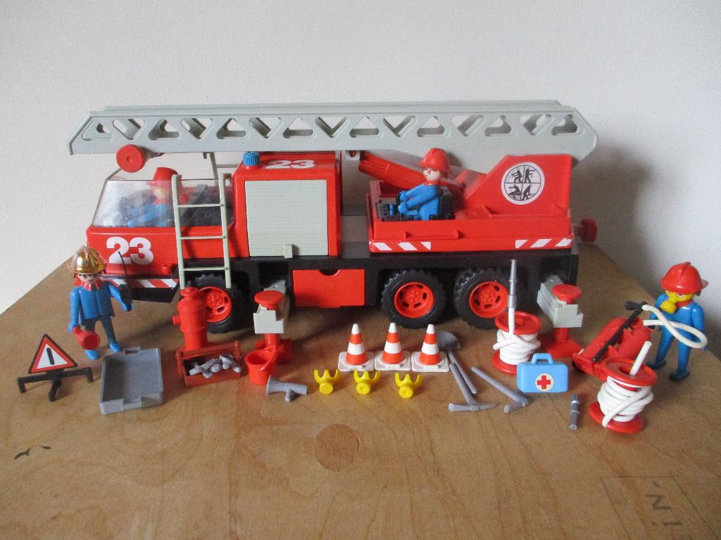 Playmobil 3525 brandweer ladderwagen, vintage, Ophalen of Verzenden, Gebruikt, Complete set