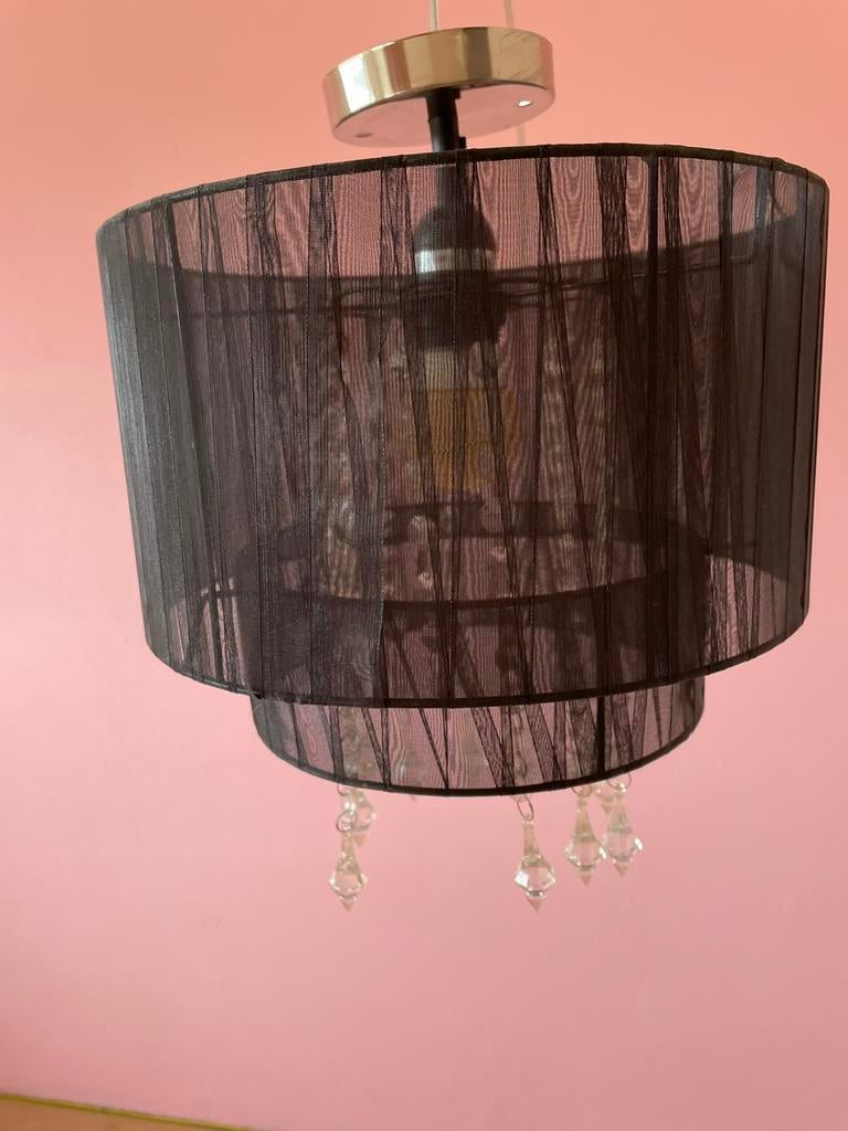 Mooie romantische  doorzichtige zwarte lamp, Huis en Inrichting, Lampen | Kroonluchters, Ophalen, Zo goed als nieuw
