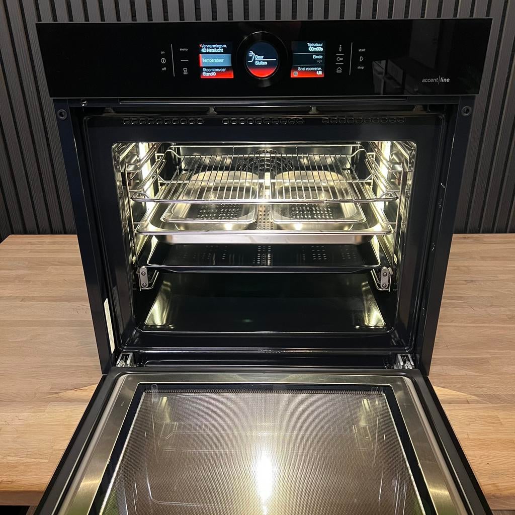 Bosch Serie 8 AccentLine inbouw combi stoomoven Carbon Black, Hete lucht, Refurbished, Oven met grill, Inbouw