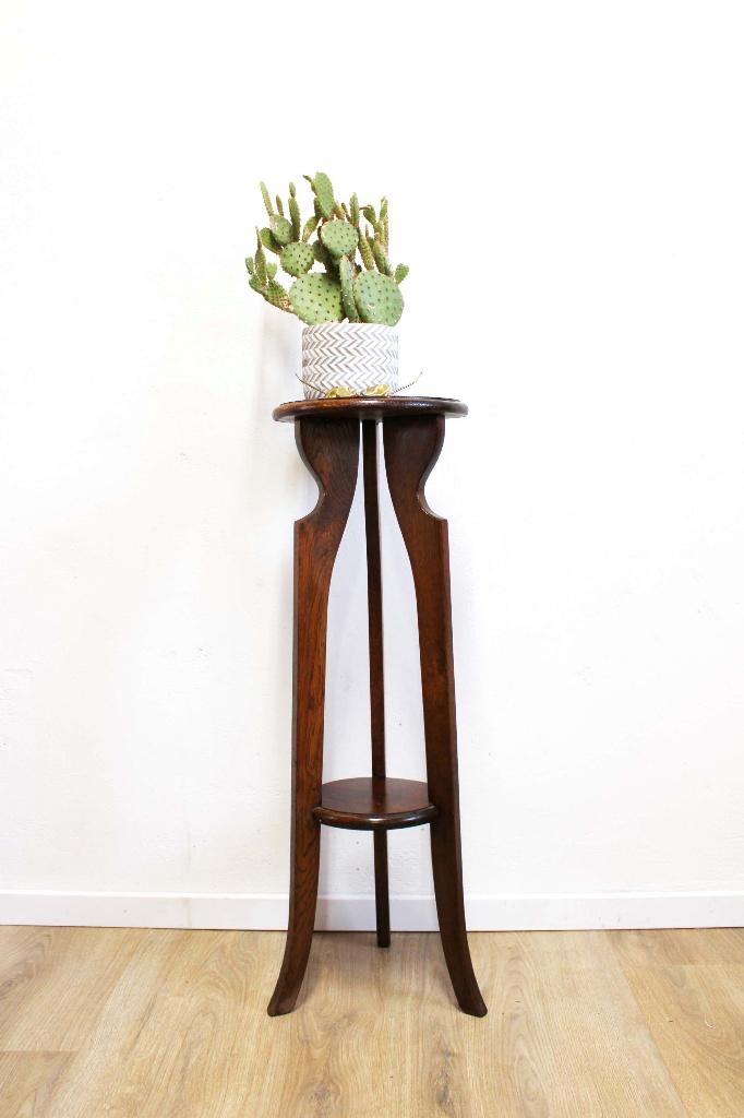 Hoge Art Deco plantentafel. Houten vintage tafeltje / sokkel, Ophalen, O, O, O