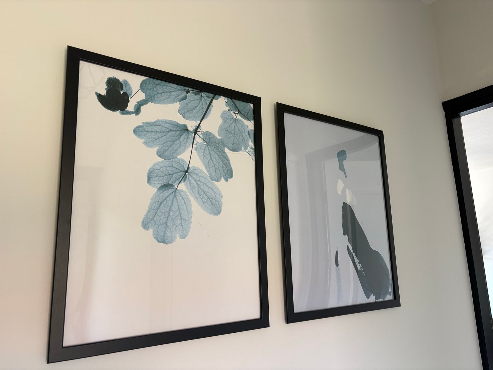 Set van 2 ingelijste posters - Blad & Abstract, Ophalen, 50 – 75, Minder dan 50 cm, Gebruikt