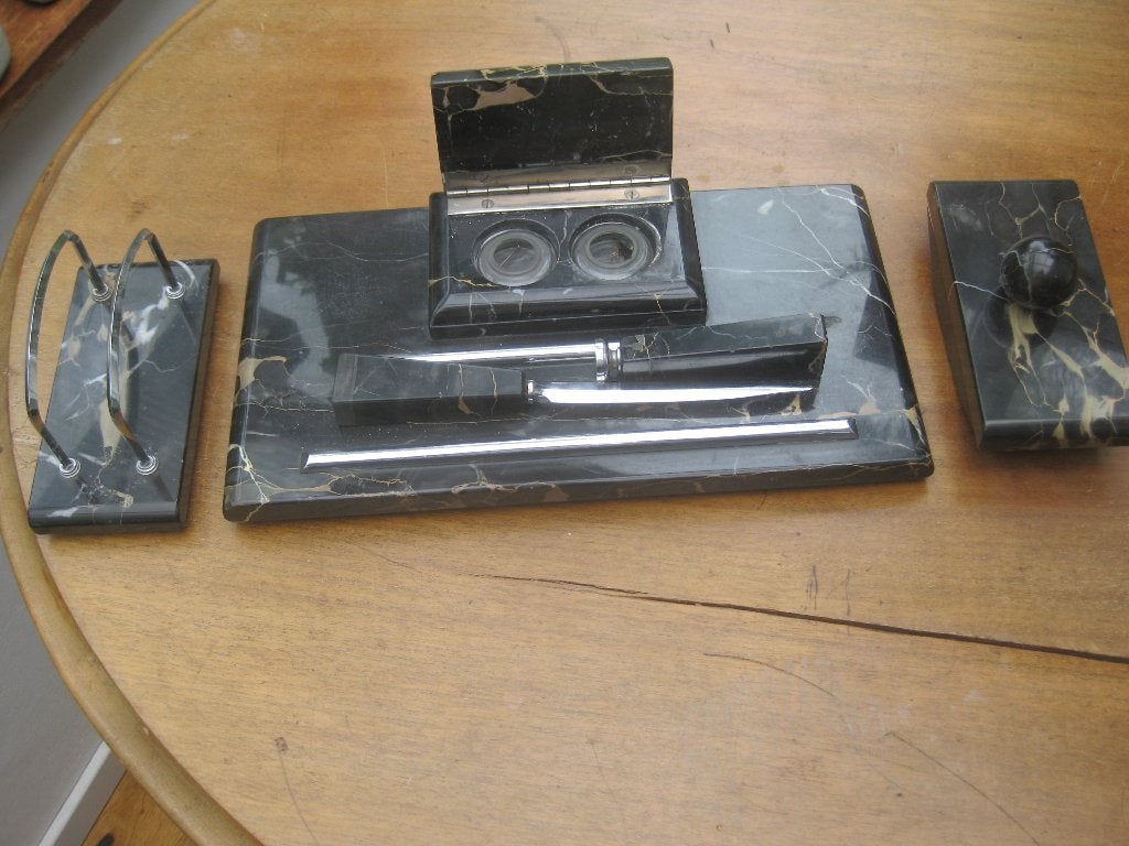 antiek marmeren buroset, Ophalen of Verzenden, Gebruikt
