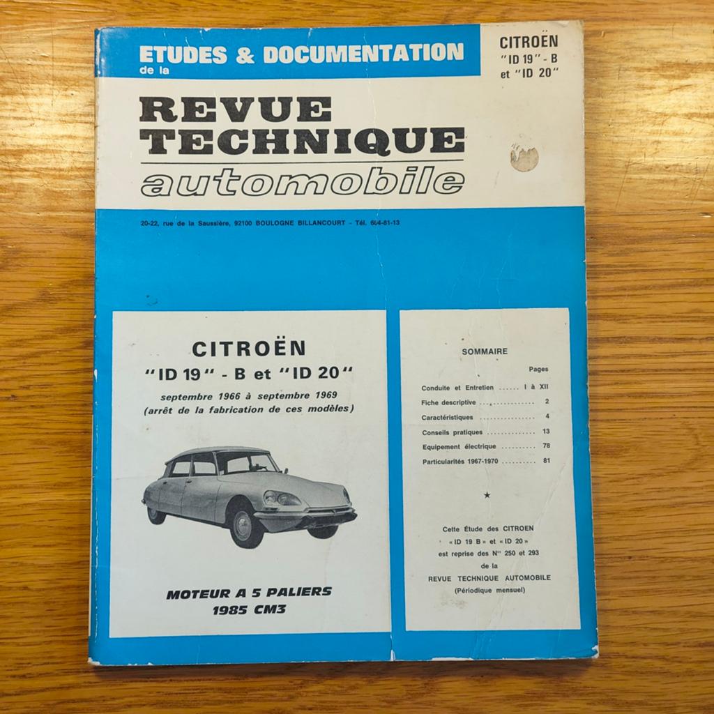 Revue Technique Automobile citroën ID19 ID20 1966 tot 1969, Ophalen of Verzenden