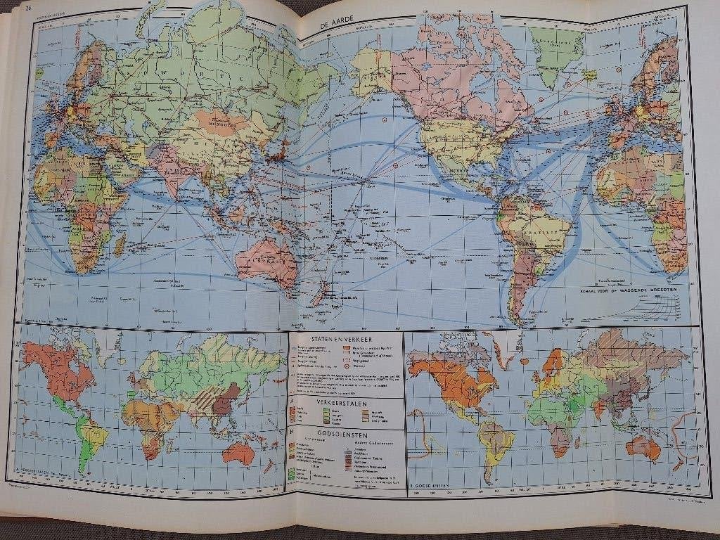 Bos-Niermeyer Schoolatlas der Gehele Aarde -, Gelezen, Bosatlas, Ophalen of Verzenden, 1800 tot 2000