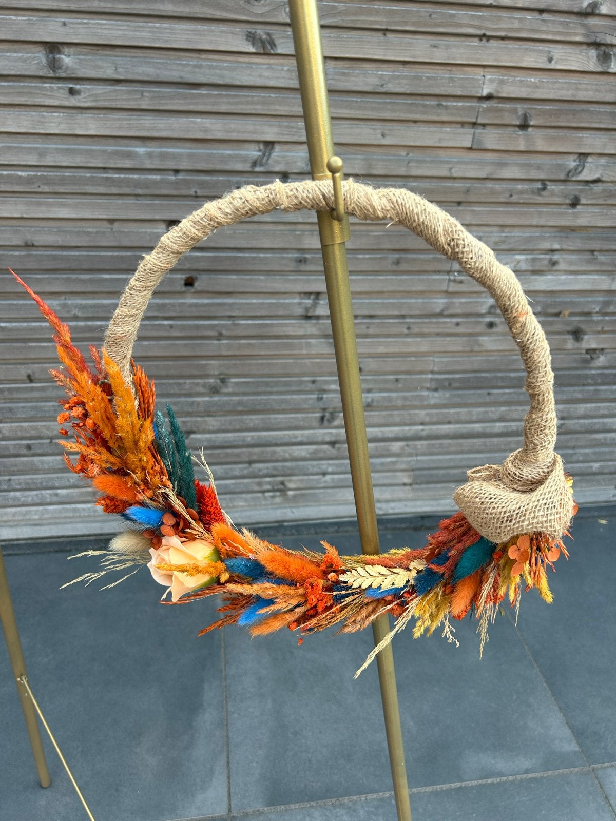Unieke krans met Droogbloemen en Jute, Ophalen of Verzenden, Nieuw