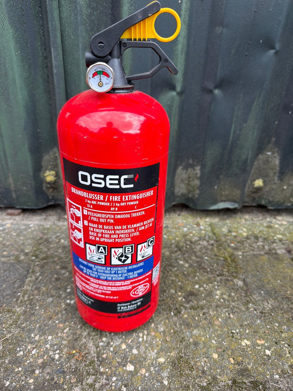OSEC Brandblusser 2kg ABC poeder voor elektrische apparaten, Huis en Inrichting, Ophalen of Verzenden, Zo goed als nieuw, Brandblusser