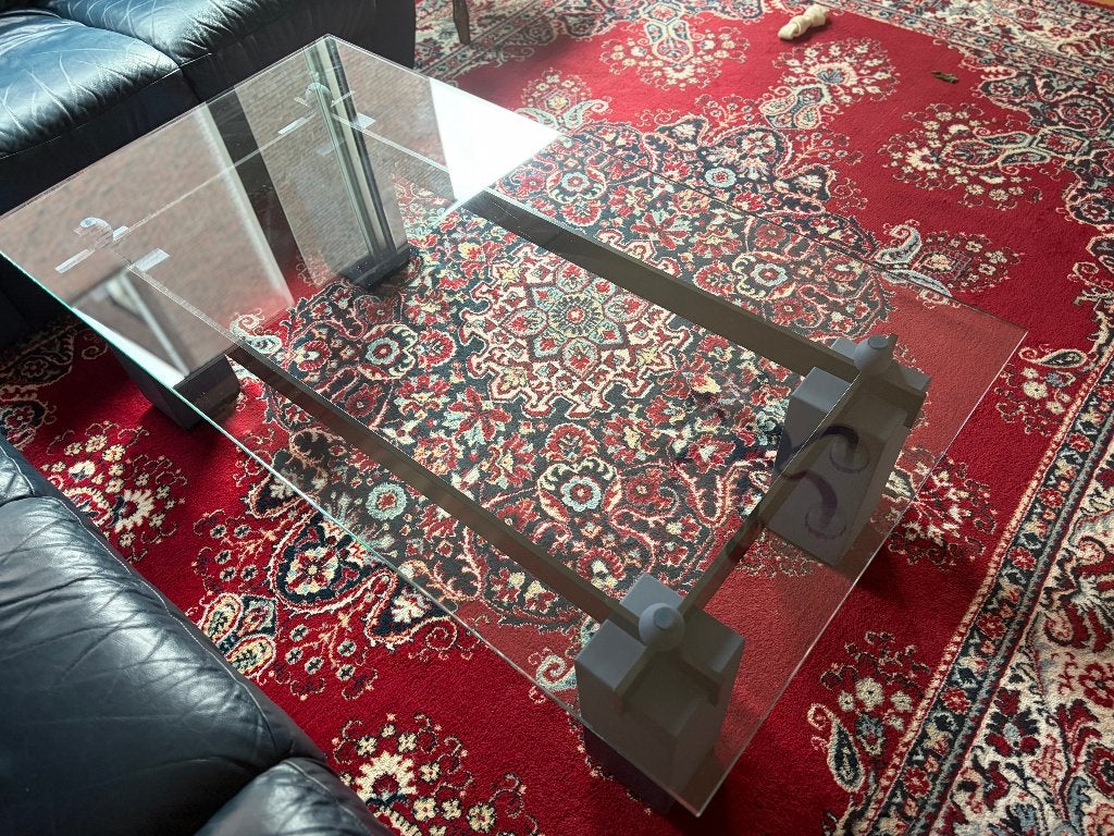 Salontafel glas tafel, Ophalen, Gebruikt, 100 tot 150 cm, 50 tot 100 cm