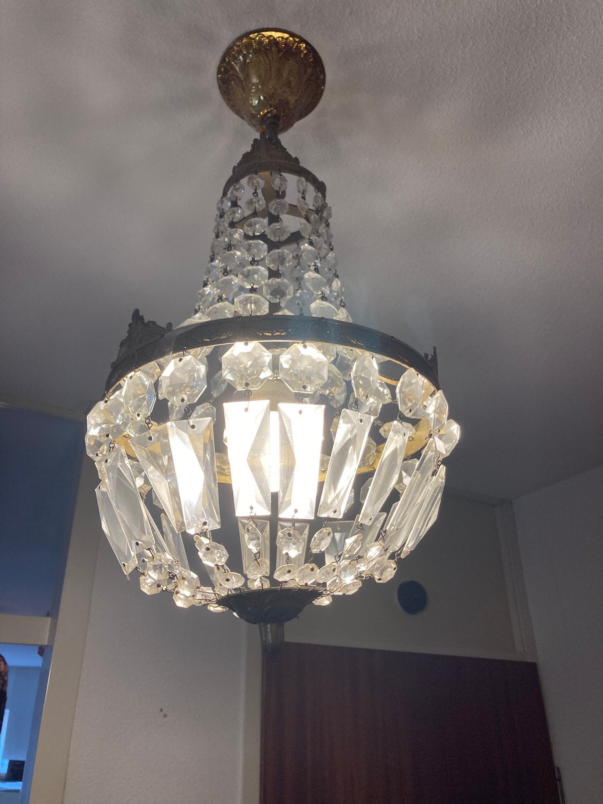 Oude antieke kroonluchter Zakkroonluchter, Huis en Inrichting, Lampen | Kroonluchters, Ophalen of Verzenden