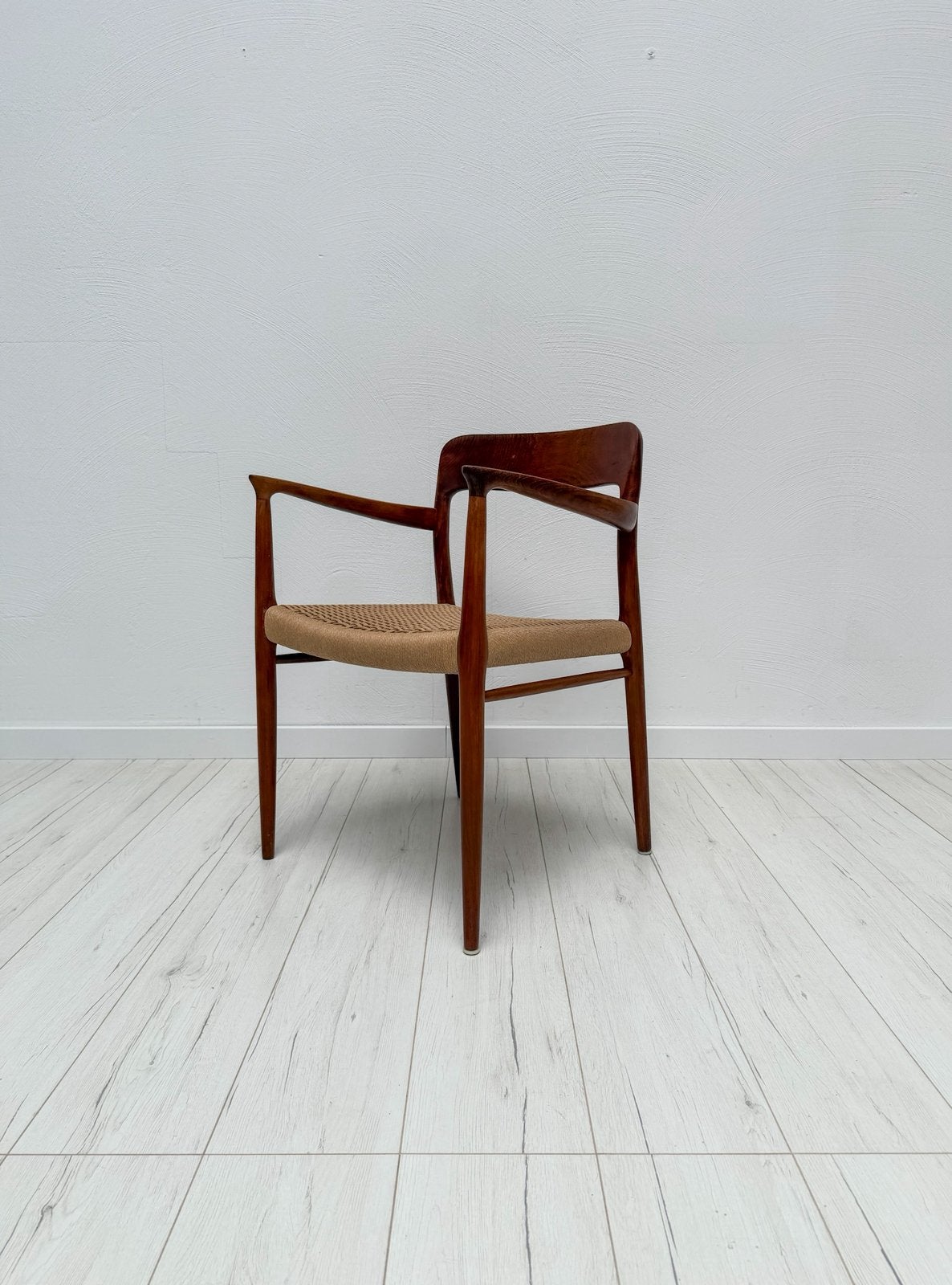 Vintage jaren 60 Deense teak eetkamerstoelen 56 Niels Møller, Bruin, Zo goed als nieuw, Eén, Hout