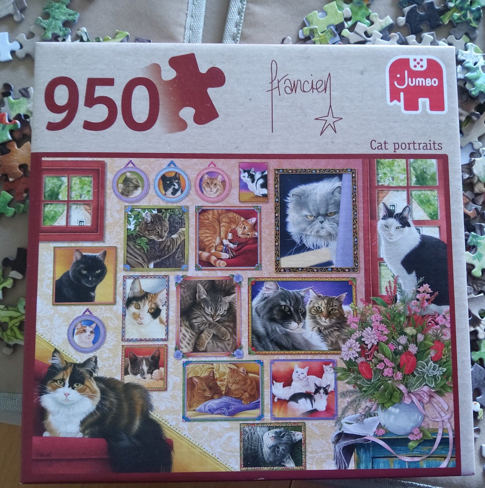 Jumbo Francien's Kattenportretten Legpuzzel 950 stukjes, Ophalen of Verzenden, 500 t/m 1500 stukjes, Zo goed als nieuw, Legpuzzel