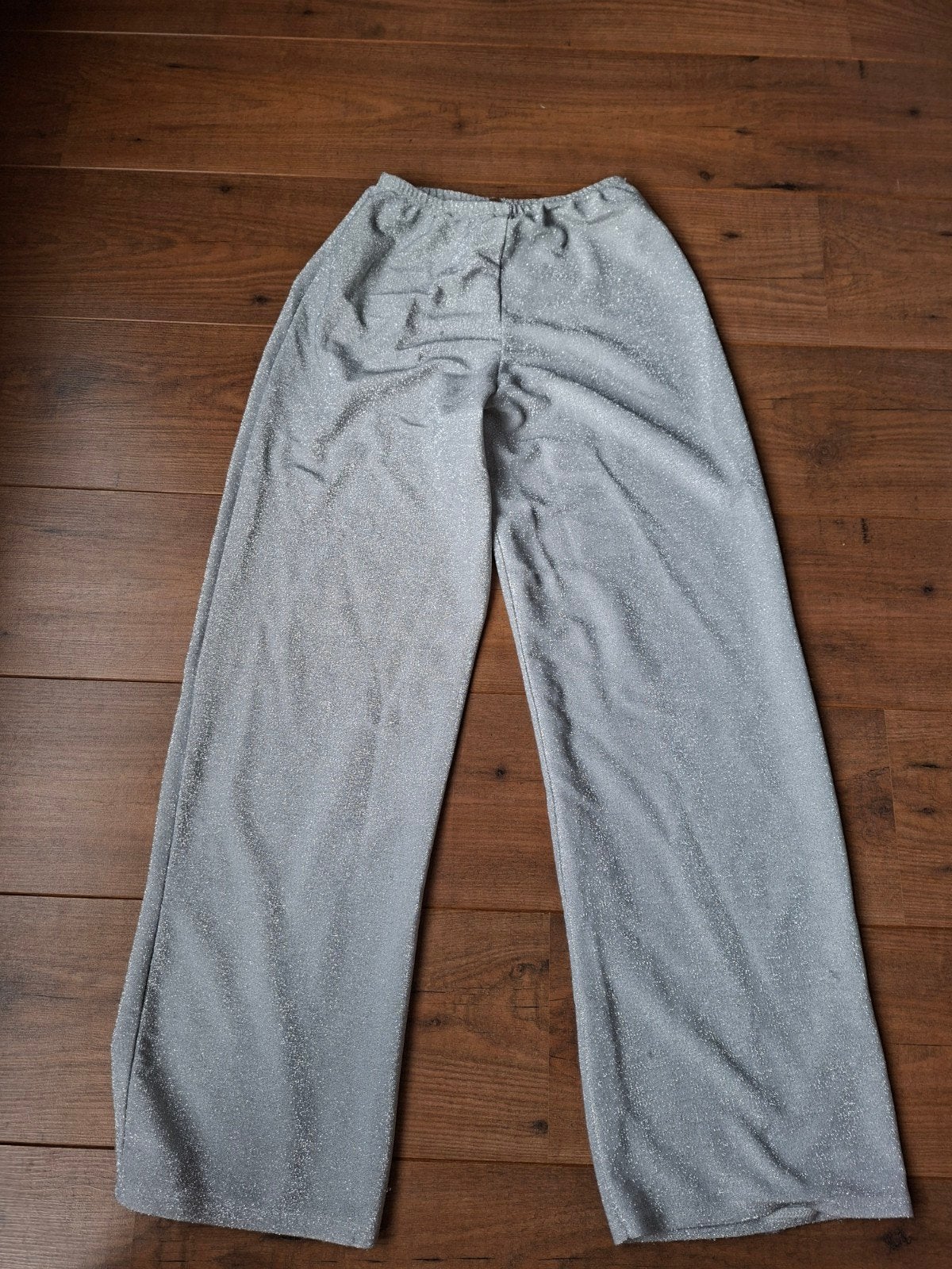 Wijde zilveren glitter broek Garçonne Maat S/M, Kleding | Dames, Ophalen of Verzenden, Maat 36 (S), Zilver, Gedragen