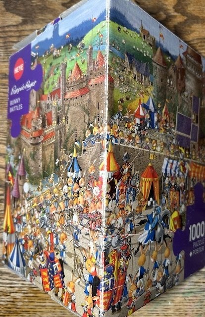 Heye François Ruyer Bunny Battles puzzel 1000 stukjes, Hobby en Vrije tijd, Ophalen of Verzenden, 500 t/m 1500 stukjes, Zo goed als nieuw