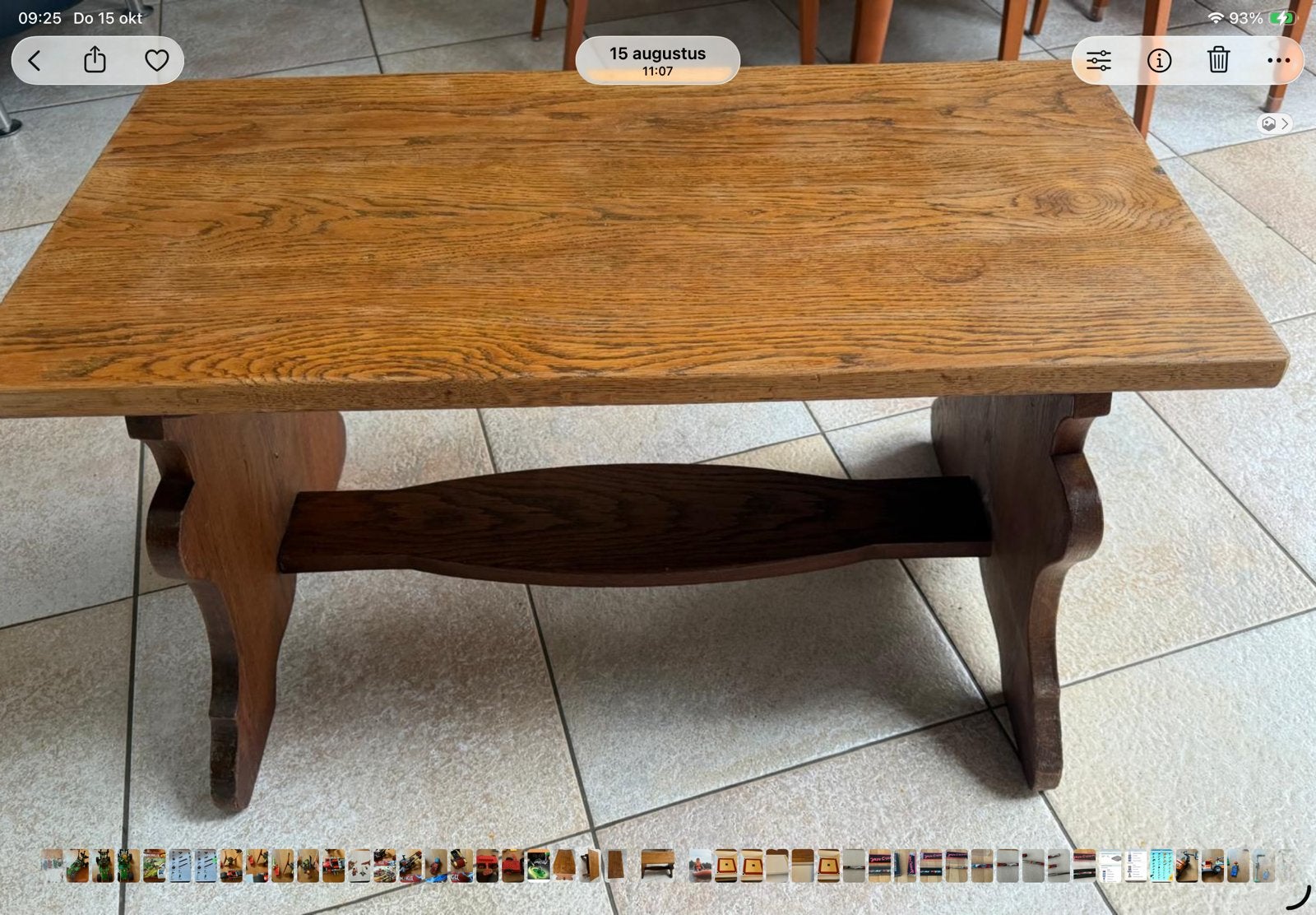 OUDE HANDGEMAAKTE EIKEN KLOOSTERTAFEL UIT DE 50’er jaren, Ophalen, Gebruikt, Rechthoekig, 50 tot 100 cm