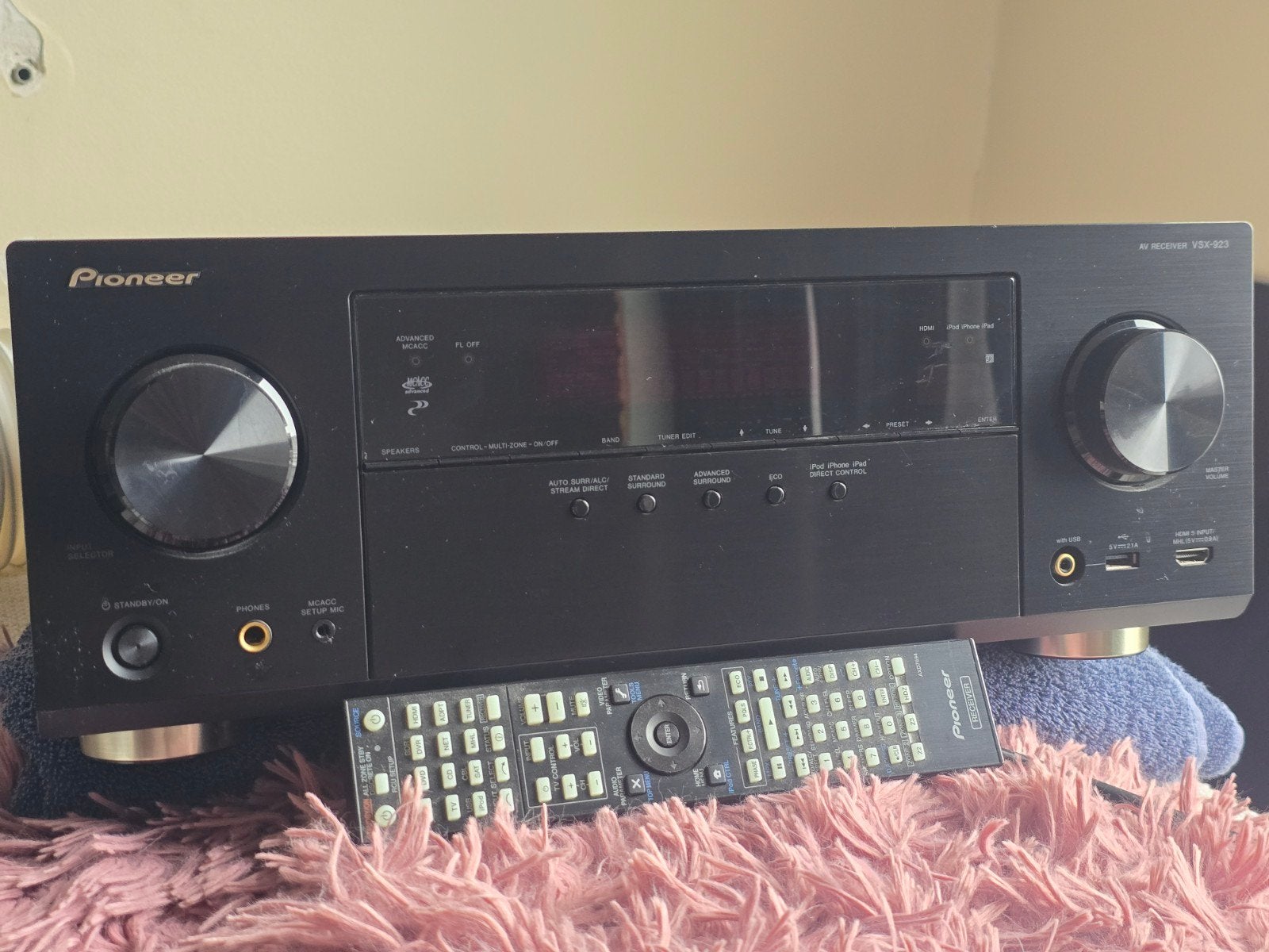 Pioneer VSX-923 receiver met afstandsbediening, Gebruikt, Ophalen of Verzenden, Pioneer, 120 watt of meer