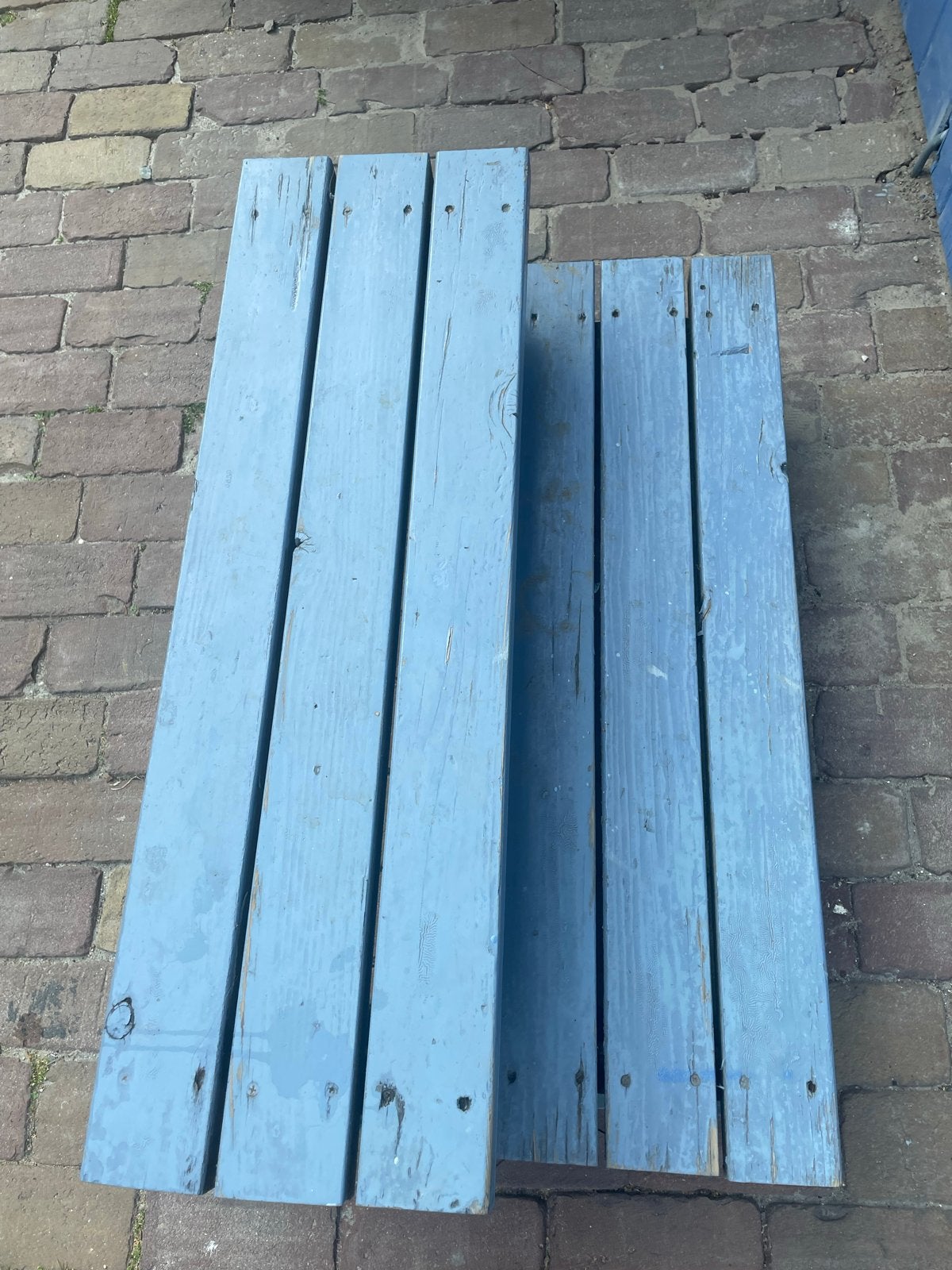 Blauwe houten tuintrap voor jacuzzi/zwembad - opknapper, Ophalen, Gebruikt