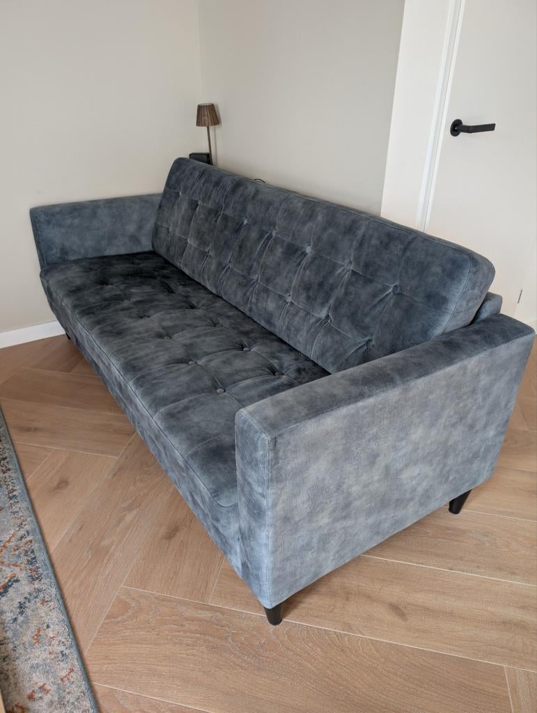 Leen Bakker Umix Broadway New York 3-zits bank petrol, Huis en Inrichting, Ophalen, Driepersoons, 75 tot 100 cm, Zo goed als nieuw