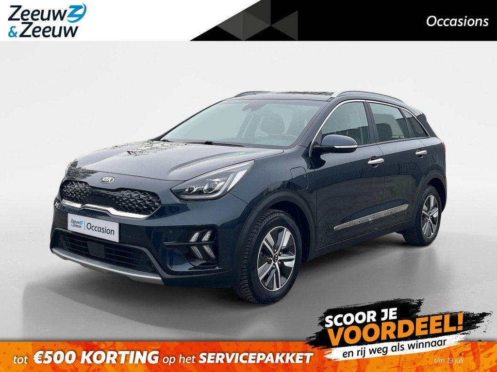 Kia Niro 1.6 GDi PHEV DynamicLine | Stoel- en stuurverwarmin, Auto's, Kia, Gebruikt, Blauw, Leder en Stof, Plug-in hybride