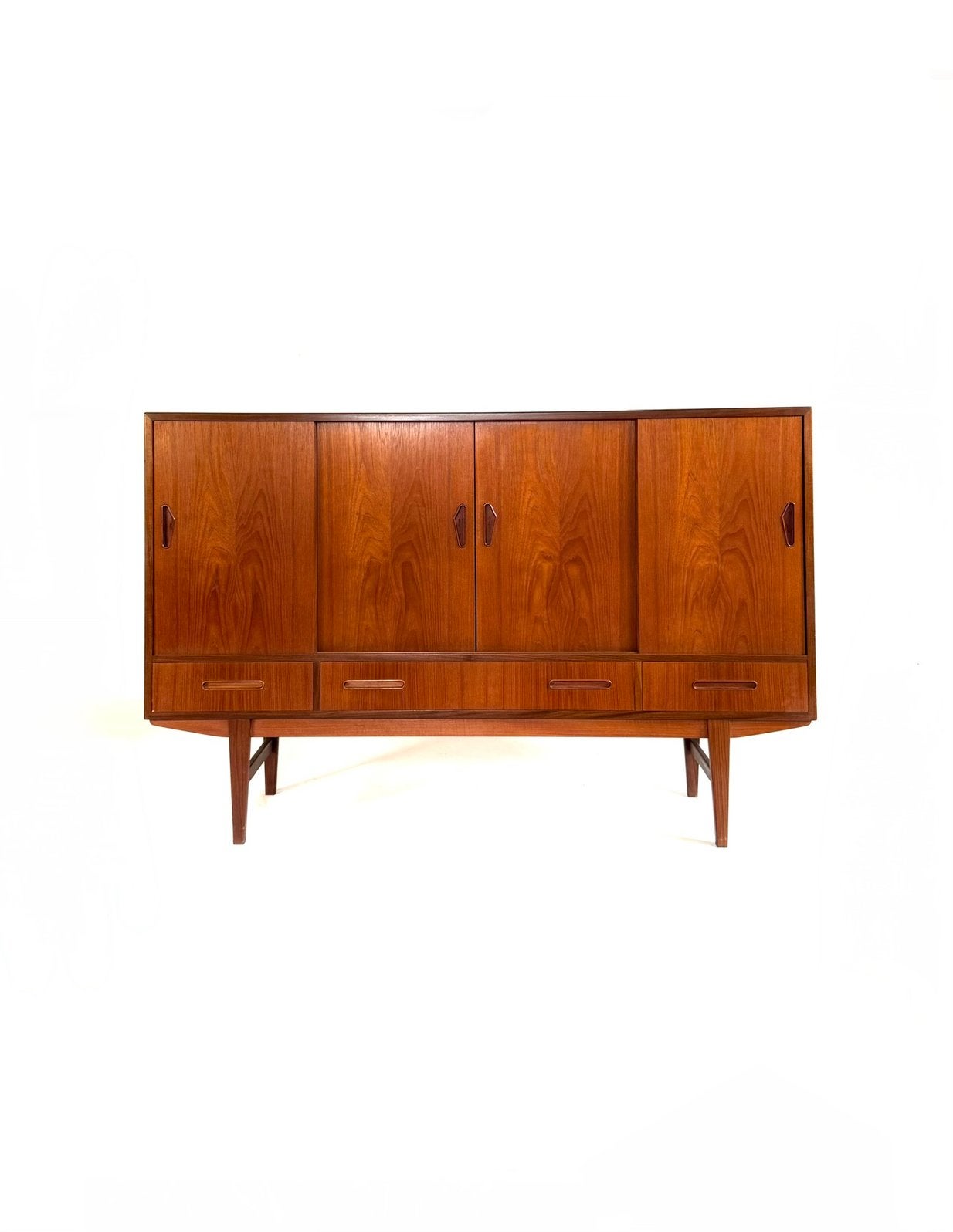 Vintage Deense teakhouten highboard/barkast ‘60, Huis en Inrichting, Kasten | Wandmeubels, Deens, Deens, 100 tot 150 cm, 150 tot 200 cm