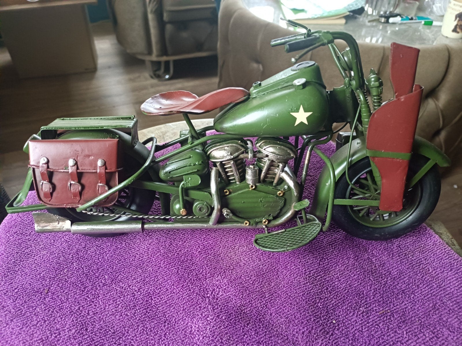 Vintage Blikken Leger Motor - 34 cm lang, Ophalen of Verzenden, Gebruikt, Motoren