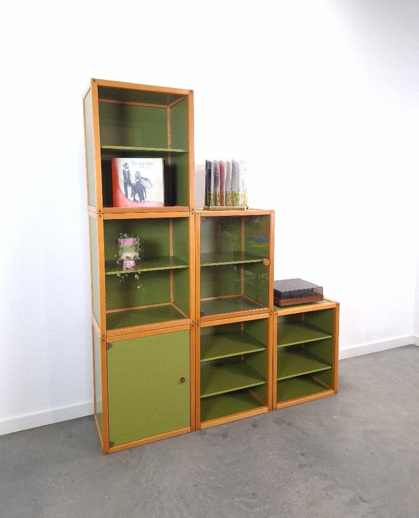 Design Flötotto Profilsystem Modulaire Kast 6 Delen, Groen, 200 cm of meer, Ophalen of Verzenden, Glas, 25 tot 50 cm
