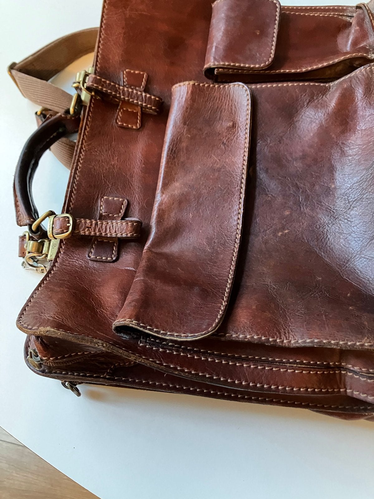 Leren laptoptas / schoudertas - The Bridge, Ophalen, Gebruikt, Bruin, Aktetas