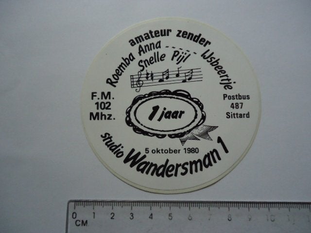 sticker oud Sittard piraat piraten retor zender wandersman, Verzamelen, Verzenden, Zo goed als nieuw, Bedrijf of Vereniging