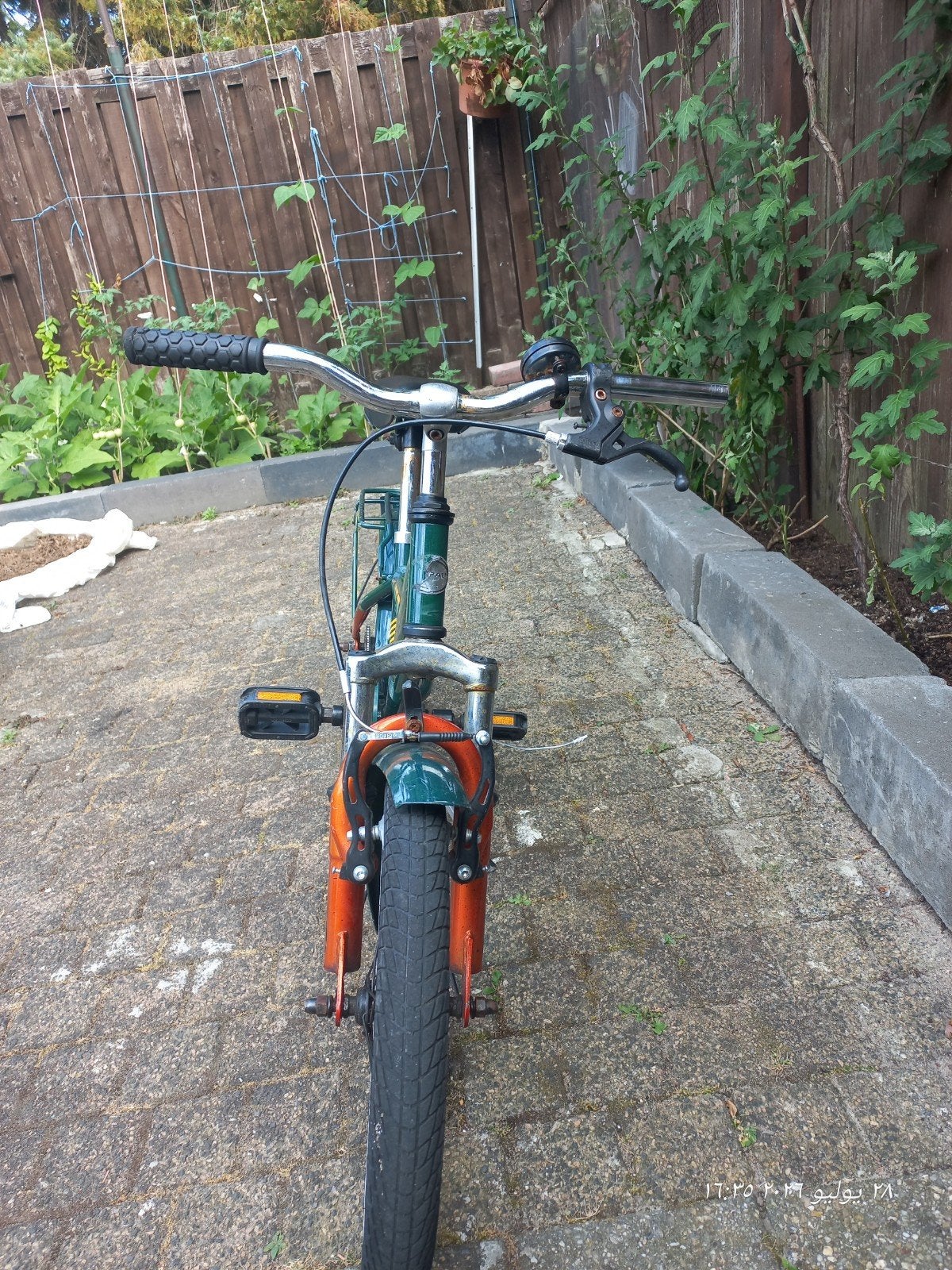 Jongensfiets 16 inch - Donkergroen met oranje accenten, Fietsen en Brommers, 49 tot 53 cm, Ophalen, Gebruikt, Overige merken
