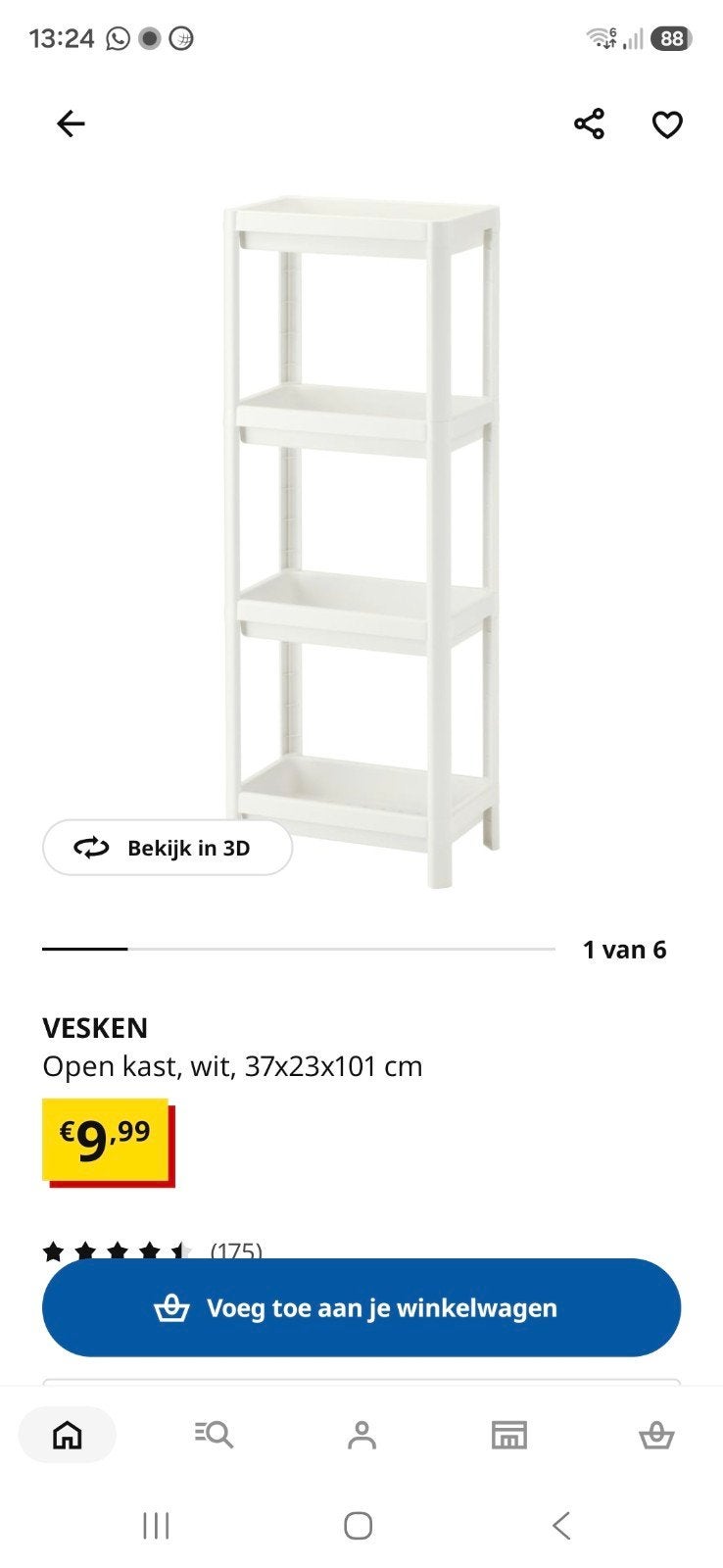 Ikea vesken kunststof opbergmeubel, Ophalen