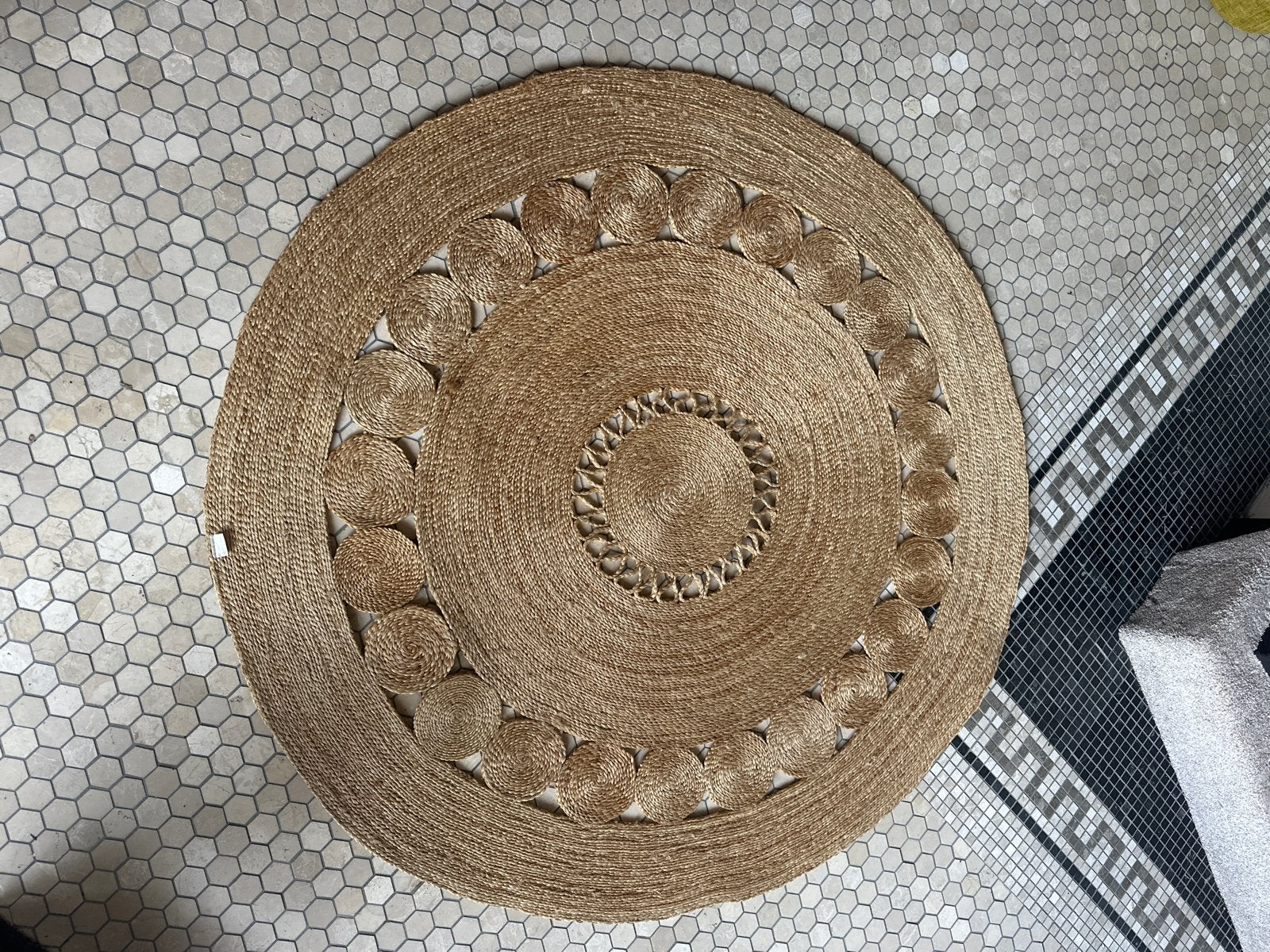 Rond juten vloerkleed - H&M Home - Ø 114 cm, Huis en Inrichting, Ophalen, Bruin, Rond, 100 tot 150 cm