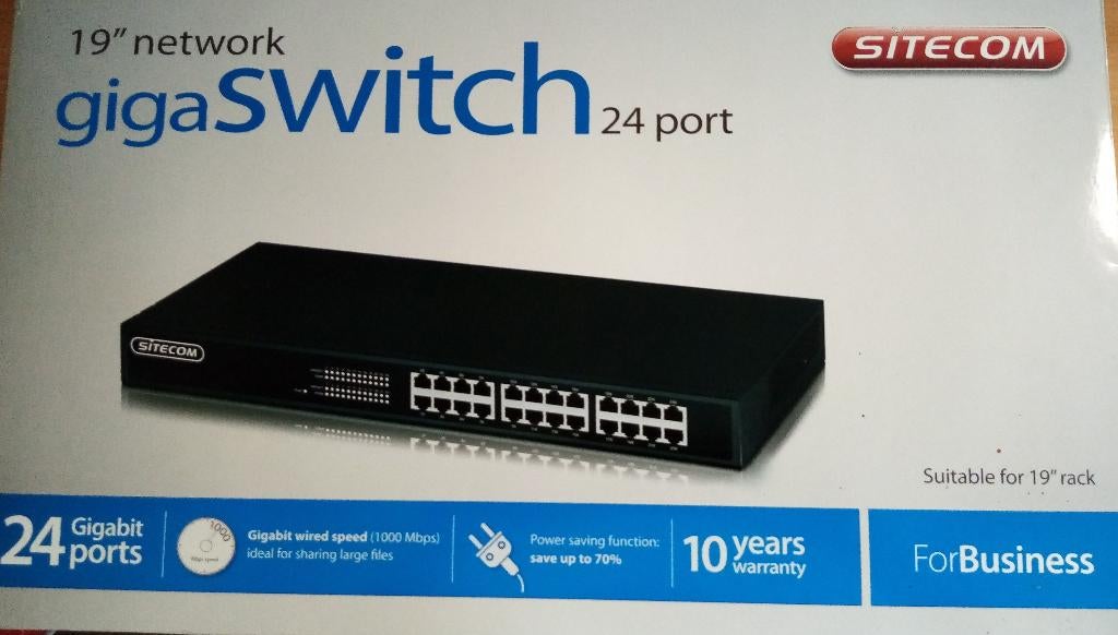 Sitecom LN-143B - 24-poorts gigabit switch (19" rack), Computers en Software, Netwerk switches, Ophalen of Verzenden, Gebruikt