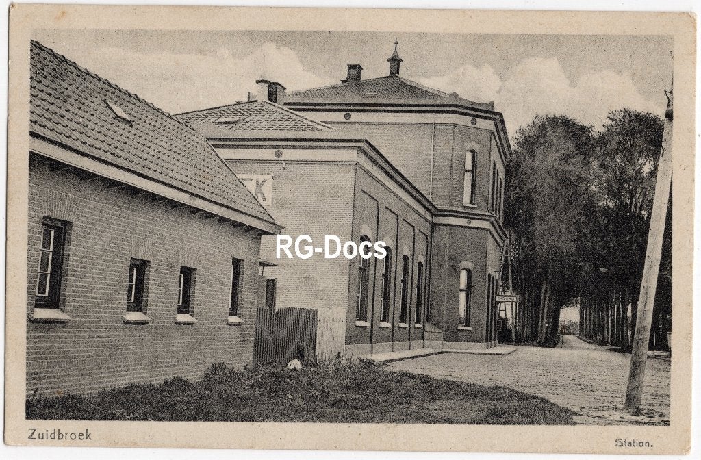 Ansichtkaart - Briefkaart Trein Station Zuidbroek - 1927, Ophalen of Verzenden, 1920 tot 1940, Gelopen, Groningen