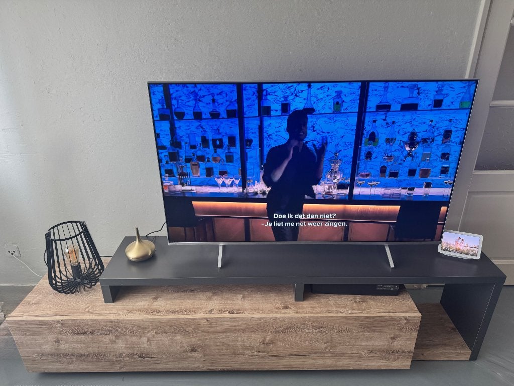 TV-meubel Bello 219 cm – eiken/antraciet, Ophalen, Gebruikt, 200 cm of meer, Minder dan 100 cm