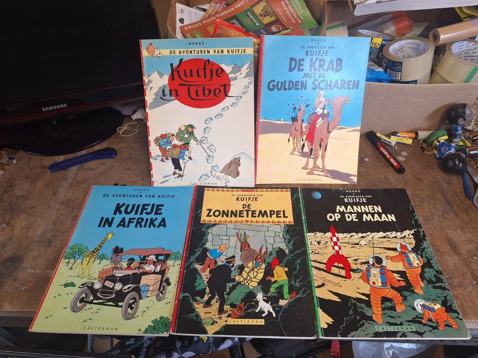 Vintage 5x Kuifje stripalbums van 1947 tot 1960, Boeken, Meerdere stripboeken, Ophalen of Verzenden, Gelezen