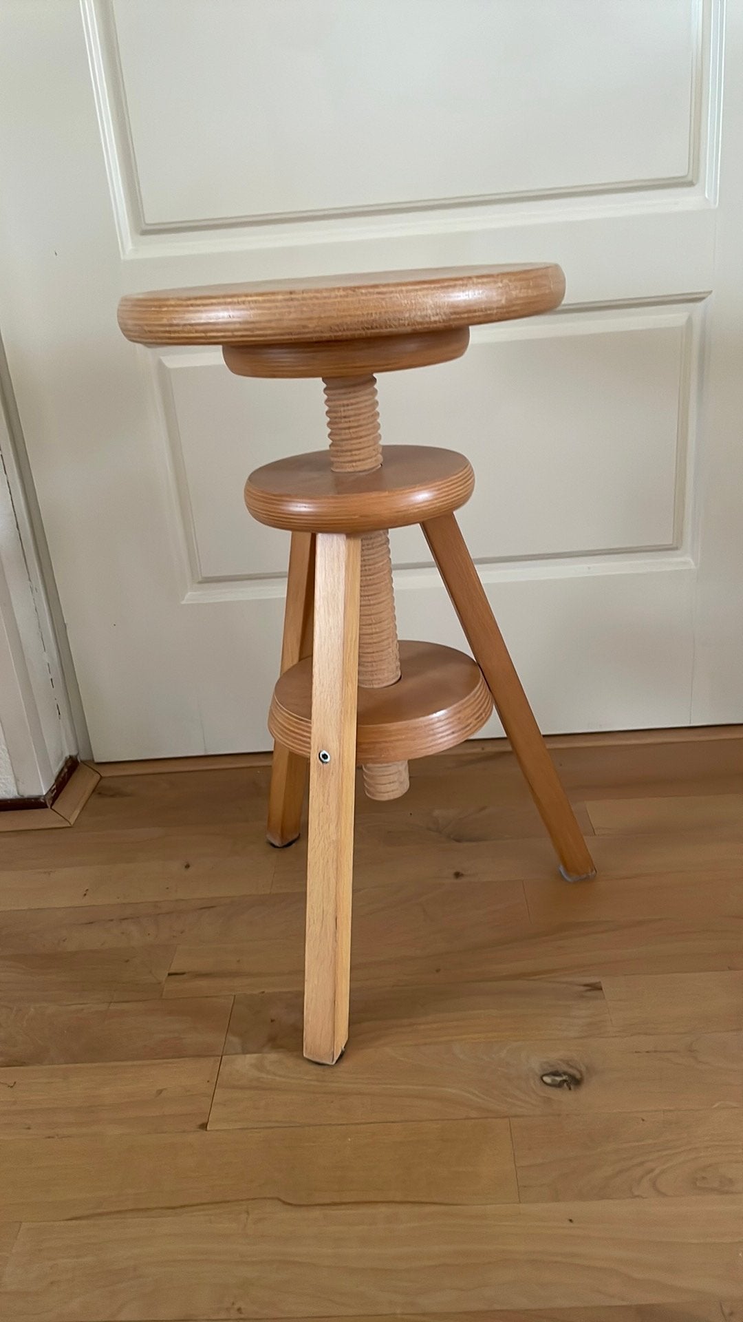 Houten draaikruk, Ophalen, In hoogte verstelbaar, Gebruikt, Hout