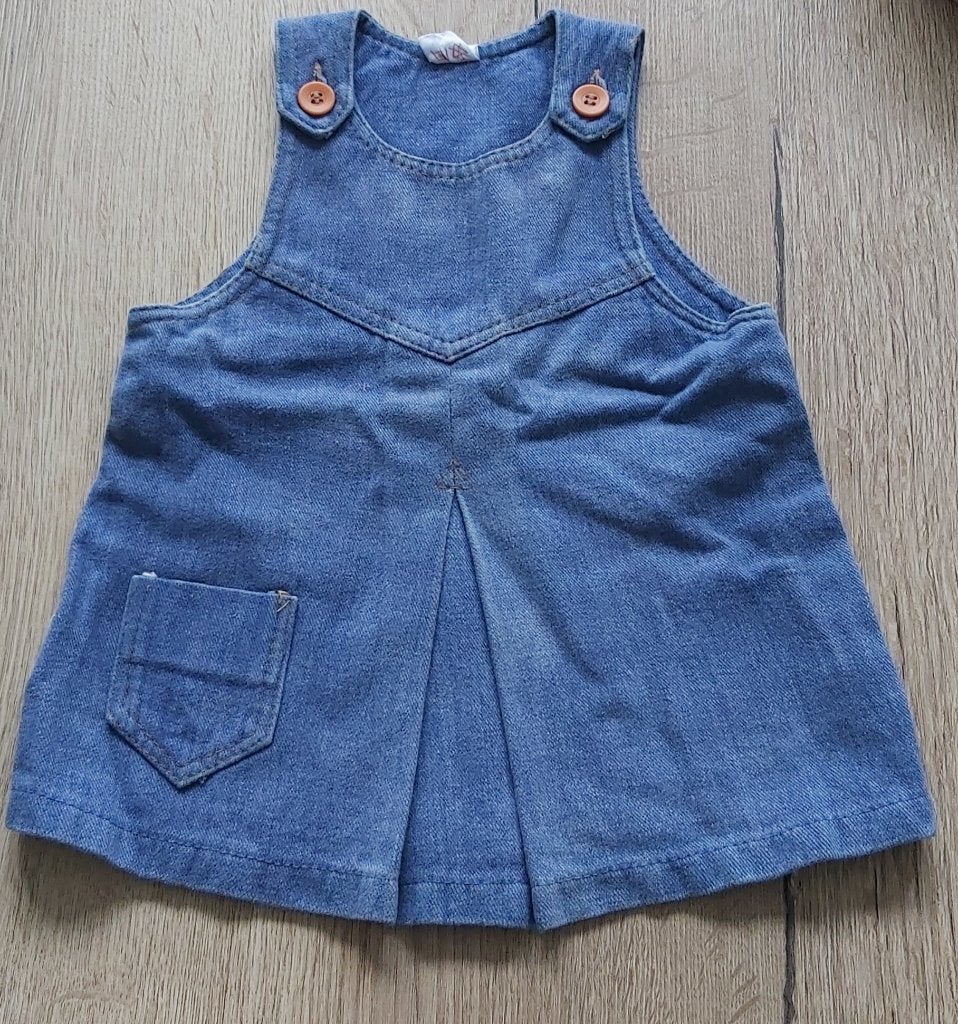 Vintage Denim Overgooier/Spijkerjurkje (1976) - Maat 74., Gebruikt, Meisje, Jurkje of Rokje, Ophalen of Verzenden