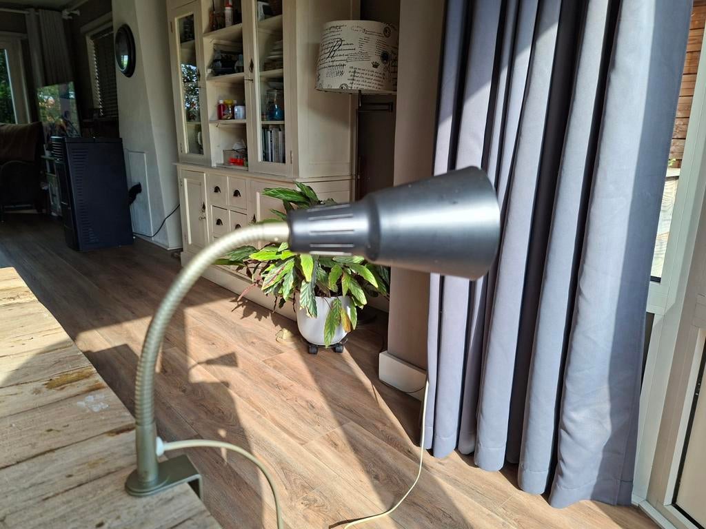 Vintage IKEA KVART Klemlamp - Zwart - Flexibele Arm, Ophalen of Verzenden, Gebruikt, Minder dan 50 cm