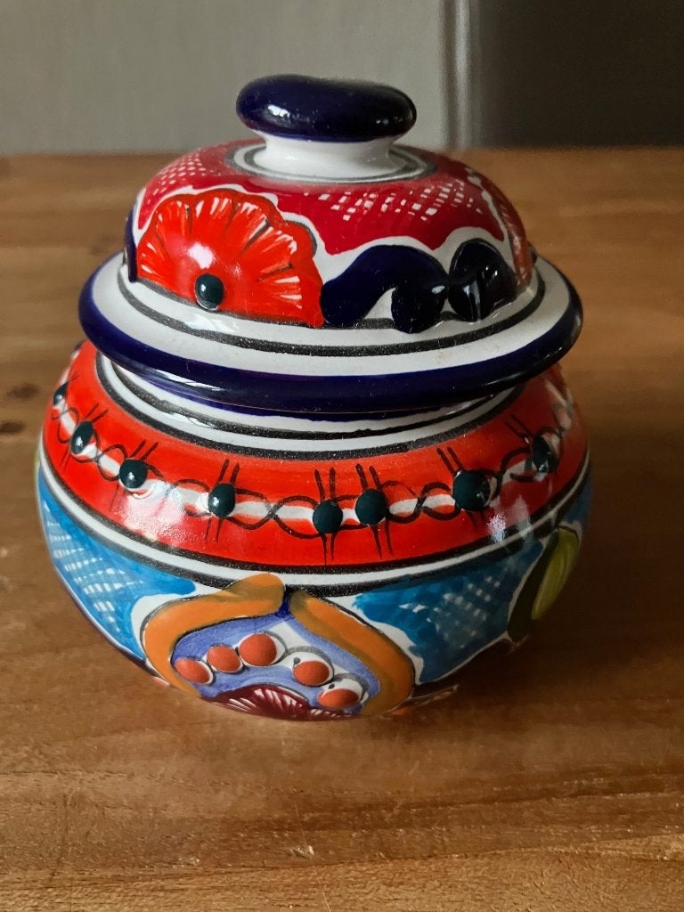 Mexicaanse suikerpot handgeschilderd, Antiek en Kunst, Antiek | Porselein, Ophalen of Verzenden