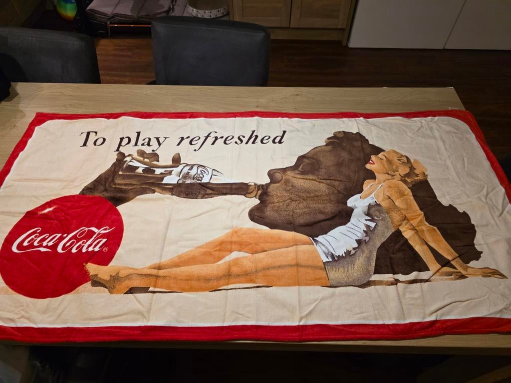 Vintage Coca-Cola handdoek jaren 90 - 150x75 cm, Ophalen of Verzenden, Gebruikt, Gebruiksvoorwerp